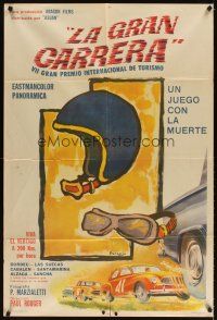 3d268 LA GRAN CARRERA Argentinean '64 cool art from car racing documentary!