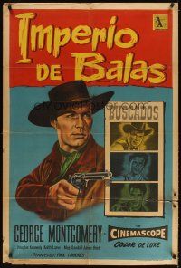 3d270 LAST OF THE BADMEN Argentinean '57 great art of George Montgomery pointing gun!