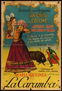 3d277 MARIA ANTONIA LA CARAMBA Argentinean '51 art of Antonita Colome & bullfighter!