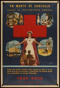 3d296 RED CROSS Argentinean '50s Mendez Mujica artwork of nurse & charity projects!