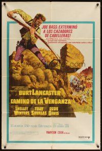 3d305 SCALPHUNTERS Argentinean '68 different art of Burt Lancaster pushing boulder down hill!