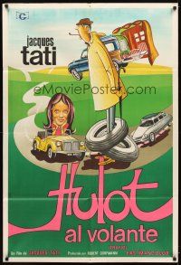 3d327 TRAFFIC Argentinean '71 great wacky art of Jacques Tati as Mr. Hulot!