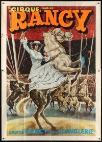 3d061 CIRQUE SABINE RANCY Italian 2p circus poster '70s cool circus art of woman on rearing horse!