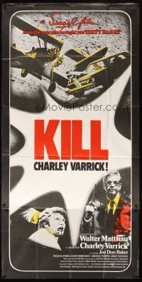 3d137 CHARLEY VARRICK English 3sh '73 Walter Matthau in Don Siegel crime classic, different image!