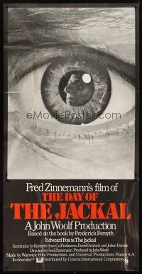 3d138 DAY OF THE JACKAL English 3sh '73 Fred Zinnemann assassination classic, best c/u eyeball art