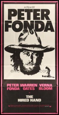 3d143 HIRED HAND English 3sh '71 huge headshot of star & director Peter Fonda in cowboy hat!