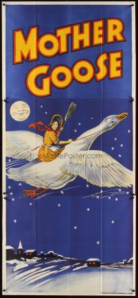 3d130 MOTHER GOOSE stage play English 3sh '30s cool stone litho art of mom, goose and golden egg!