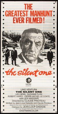 3d149 SILENT ONE English 3sh '73 Italian Lino Ventura in the greatest manhunt ever filmed!