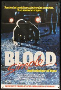 3d154 BLOOD SIMPLE advance English 40x60 '85 Joel & Ethan Coen, cool different film noir gun image!