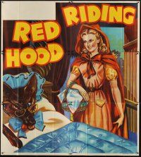 3d128 RED RIDING HOOD stage play English 6sh '30s stone litho of Red by wolf disguised in bed!
