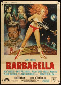 3d692 BARBARELLA Italian 1p '68 sexiest sci-fi art of Jane Fonda by Antonio Mos, Roger Vadim!