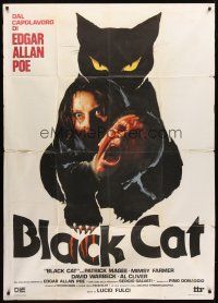 3d695 BLACK CAT Italian 1p '80 Lucio Fulci's Il Gatto Nero, cool feline horror art!