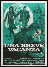 3d700 BRIEF VACATION Italian 1p '75 Vittorio De Sica's Una breve vacanza, cool art by Piero!