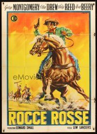 3d718 DAVY CROCKETT INDIAN SCOUT Italian 1p '49 George Montgomery, different cowboy art by Rene!