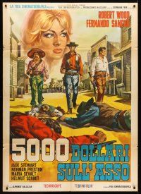 3d740 FIVE THOUSAND DOLLARS ON ONE ACE Italian 1p '66 art of top stars walking by dead bodies!
