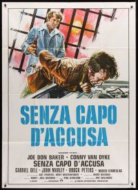 3d742 FRAMED Italian 1p '75 different art of Joe Don Baker with gun beating up guy!