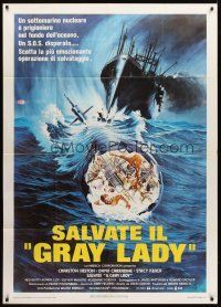 3d757 GRAY LADY DOWN Italian 1p '78 Charlton Heston, David Carradine, cool submarine artwork!