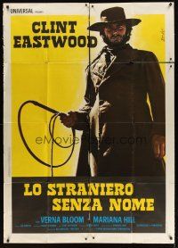3d767 HIGH PLAINS DRIFTER Italian 1p '73 Enzo Nistri art of Clint Eastwood holding gun & whip!