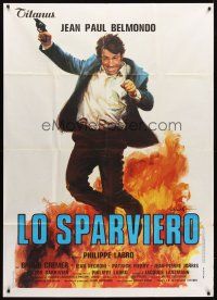 3d773 HUNTER WILL GET YOU Italian 1p '76 art of exploding Jean-Paul Belmondo by Ciriello!