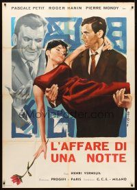 3d782 IT HAPPENED ALL NIGHT Italian 1p '60 Henri Verneuil's L'Affaire d'une nuit, art by Donelli!