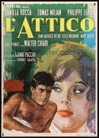 3d792 L' ATTICO Italian 1p '63 art of barechested man & sexy Daniela Rocca by Angelo Cesselon!