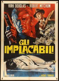 3d848 OUT OF THE PAST Italian 1p R60s different art of Robert Mitchum & Kirk Douglas by Tarantelli