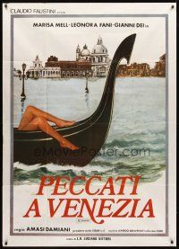 3d852 PECCATI A VENEZIA Italian 1p '80 great artwork of sexy legs dangling from gondola!