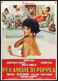 3d854 PER AMORE DI POPPEA Italian 1p '77 artwork of sexy naked Maria Baxa in bath!