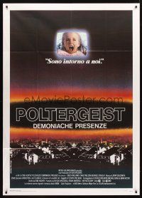 3d859 POLTERGEIST Italian 1p '82 Tobe Hooper, classic, they're here, Heather O'Rourke in TV!