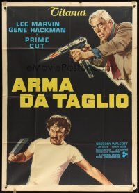 3d861 PRIME CUT Italian 1p '72 Lee Marvin w/machine gun, Gene Hackman w/cleaver, Ciriello art!