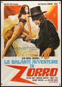 3d863 RED HOT ZORRO Italian 1p '74 art of the masked hero pointing his sword at sexy babe!