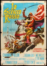 3d866 RED SHEIK Italian 1p '62 cool art of Channing Pollock on horse by Enrico De Seta!