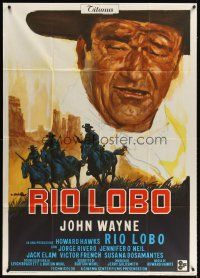 3d872 RIO LOBO Italian 1p '71 Howard Hawks, different art of John Wayne by Averardo Ciriello!