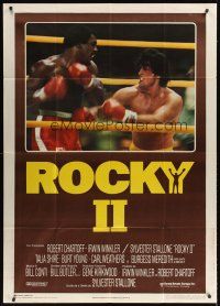 3d873 ROCKY II Italian 1p '79 Sylvester Stallone & Carl Weathers fight in ring, boxing sequel!