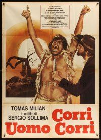 3d875 RUN, MAN, RUN! Italian 1p '68 artwork of cowboy holding knife to guy's throat by Aller!