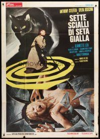 3d882 SEVEN SHAWLS OF YELLOW SILK Italian 1p '72 black cat & naked girl under shattered glass!