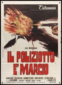 3d886 SHOOT FIRST DIE LATER Italian 1p '74 Il Poliziotto e Marcio, cool art by Averado Ciriello!