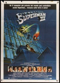 3d905 SUPERMAN III Italian 1p '83 art of Christopher Reeve flying with Richard Pryor by L. Salk!