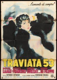 3d918 TRAVIATA 53 Italian 1p '53 cool artwork of Barbara Laage by Sandro Symeoni!