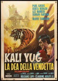 3d926 VENGEANCE OF KALI Italian 1p '63 art of snarling tiger, elephants & top stars by Martinati!