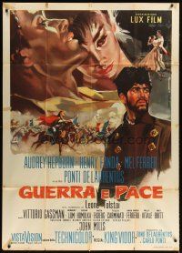 3d928 WAR & PEACE Italian 1p '56 Audrey Hepburn, Henry Fonda & Ferrer, different Biffignandi art!