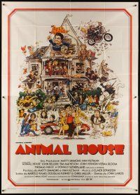 3d044 ANIMAL HOUSE Italian 2p '79 John Belushi, Landis classic, art by Rick Meyerowitz!