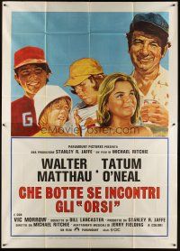 3d046 BAD NEWS BEARS Italian 2p '77 different art of Walter Matthau & Tatum O'Neal, baseball!