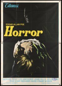 3d048 BLANCHEVILLE MONSTER Italian 2p '63 Edgar Allan Poe, cool art of killer & victim, Horror!