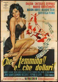 3d059 CHE FEMMINA... E CHE DOLLARI Italian 2p '61 art of sexy Dalida by Enrico De Seta!