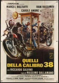 3d063 COLT 38 SPECIAL SQUAD Italian 2p '76 cool art of motorcycle gang shooting man in phonebooth!