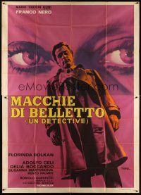 3d070 DETECTIVE BELLI Italian 2p '69 cool artwork of Franco Nero & giant eyes by Giuliano Nistri!