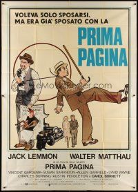 3d078 FRONT PAGE Italian 2p '75 Meisel art of Jack Lemmon & Walter Matthau, Billy Wilder!