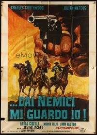 3d085 I PROTECT MYSELF AGAINST MY ENEMIES Italian 2p '68 cool completely different cowboy art!