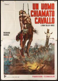 3d096 MAN CALLED HORSE Italian 2p '70 different art of Richard Harris by Averardo Ciriello!